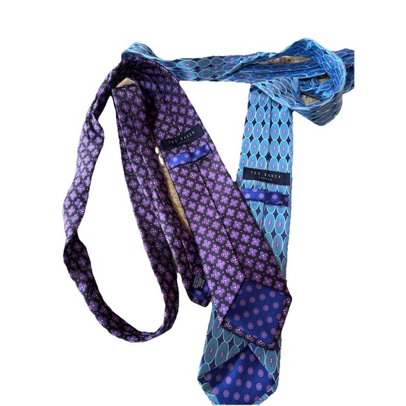 Ted Baker London Geometric 100% Italian Silk Tie Bundle Made In USA Preppy - Picture 2 of 6